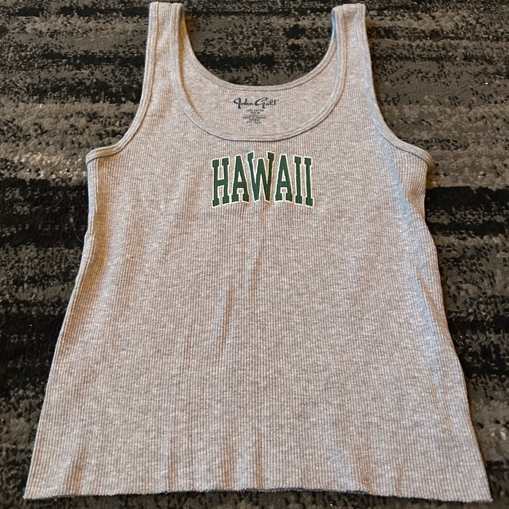 BRANDY MELVILLE John Galt Ribbed Hawaii Tank With Raw Hem - Picture 2 of 5